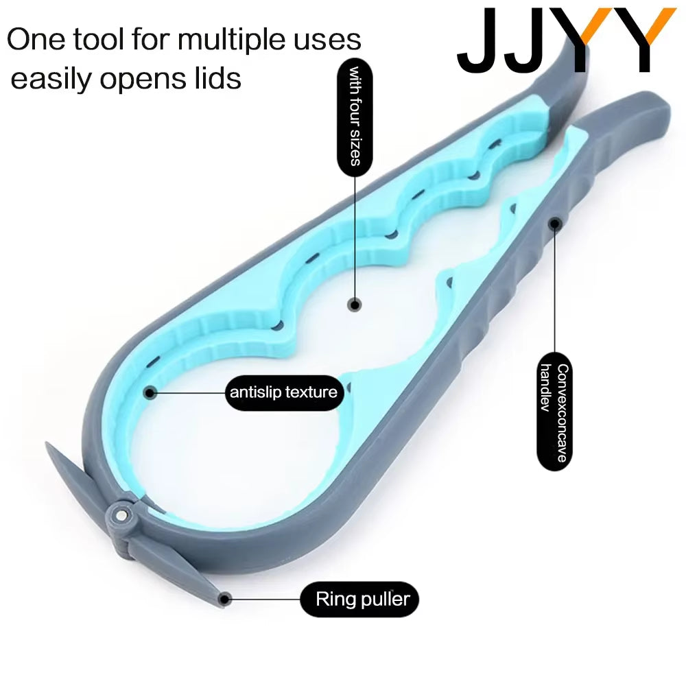 JJYY Can Opener Multifunctional Four in One Beverage Bottle Opener Cap Twister Four Position Can Opener anti Slip Cap Twister