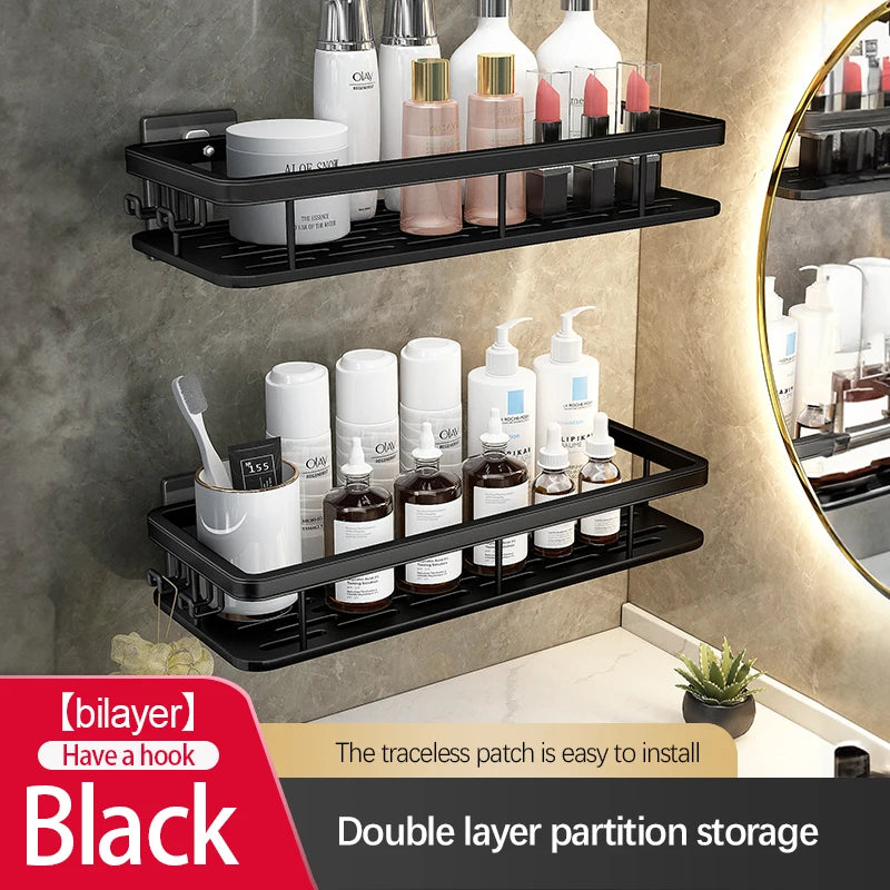 Bathroom Storage Rack Stainless Steel anti Rust Storage Shower Rack Suction Cup Storage Rack Household Storage Appliances