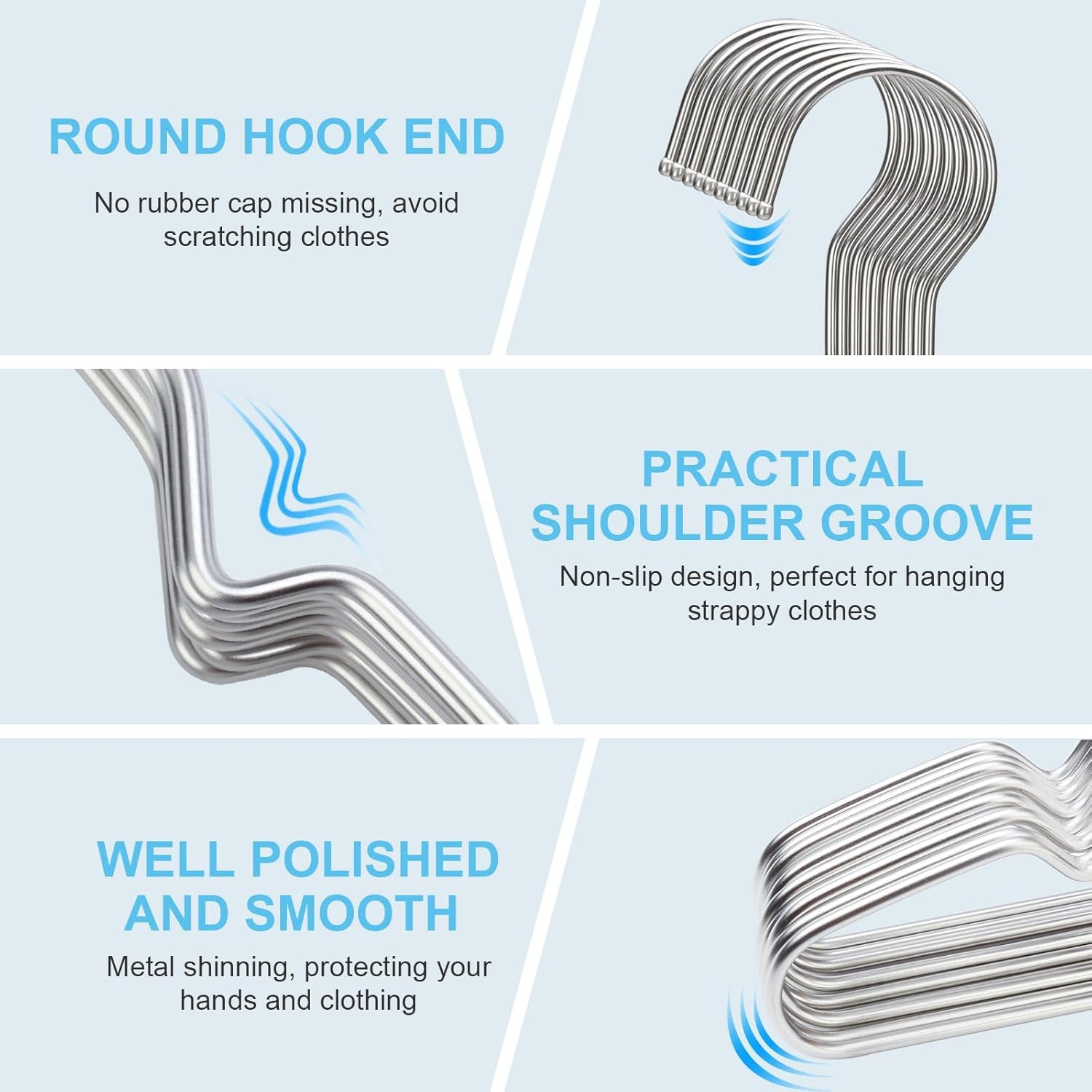 Coat Hangers Clothes 40 Pack Wire Hangers Heavy Duty Stainless Steel Hangers with Non Slip Grooves, Ultra Thin Metal Hangers Space Saving Clothing Hanger 16.5 Inch