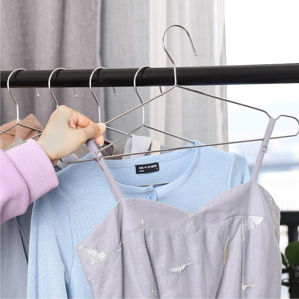 Coat Hangers Clothes 40 Pack Wire Hangers Heavy Duty Stainless Steel Hangers with Non Slip Grooves, Ultra Thin Metal Hangers Space Saving Clothing Hanger 16.5 Inch