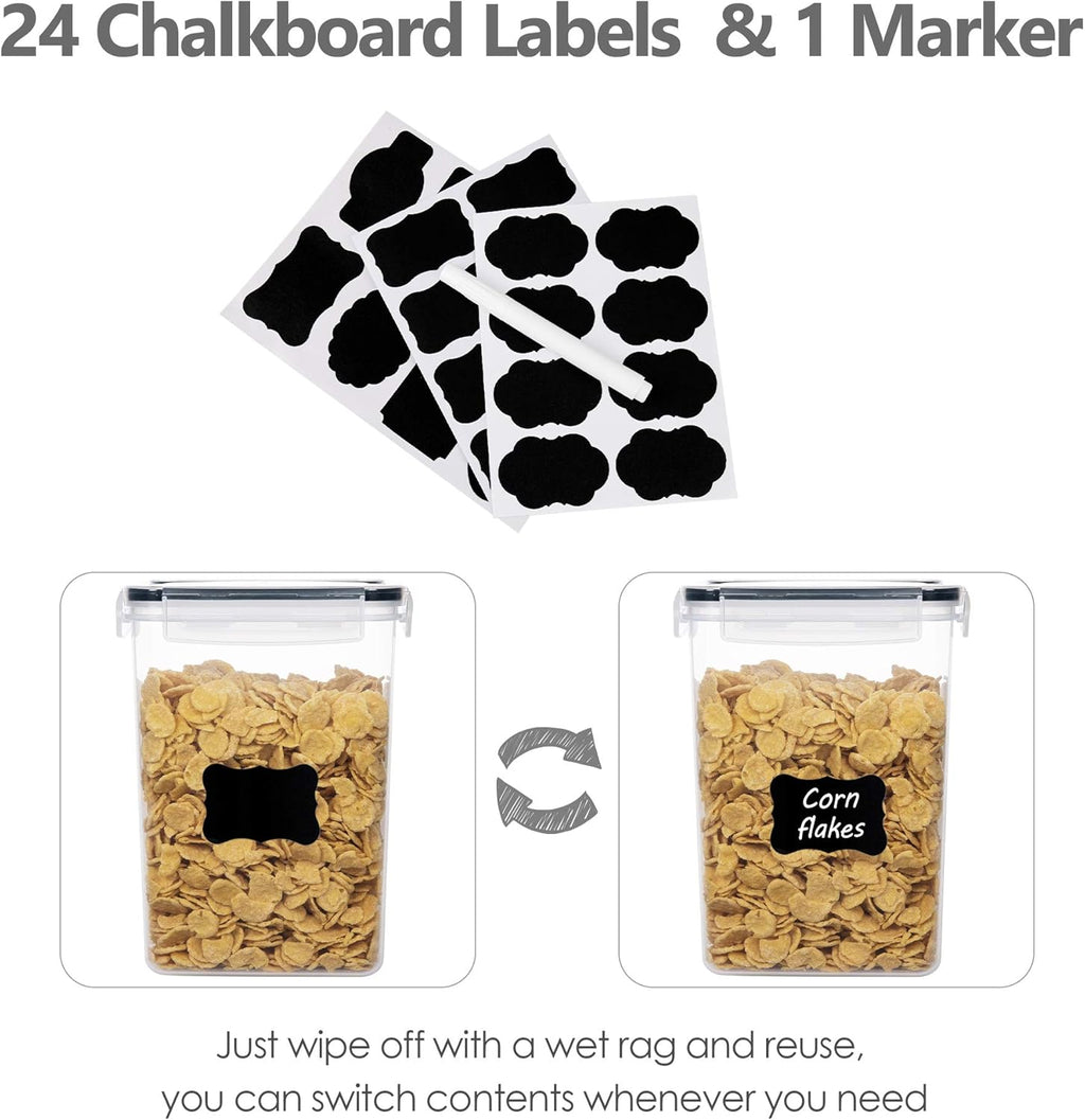 Airtight Food Storage Containers Set, 14 PCS Kitchen Storage Containers with Lids for Flour, Sugar and Cereal, Plastic Dry Food Canisters for Pantry Organization and Storage