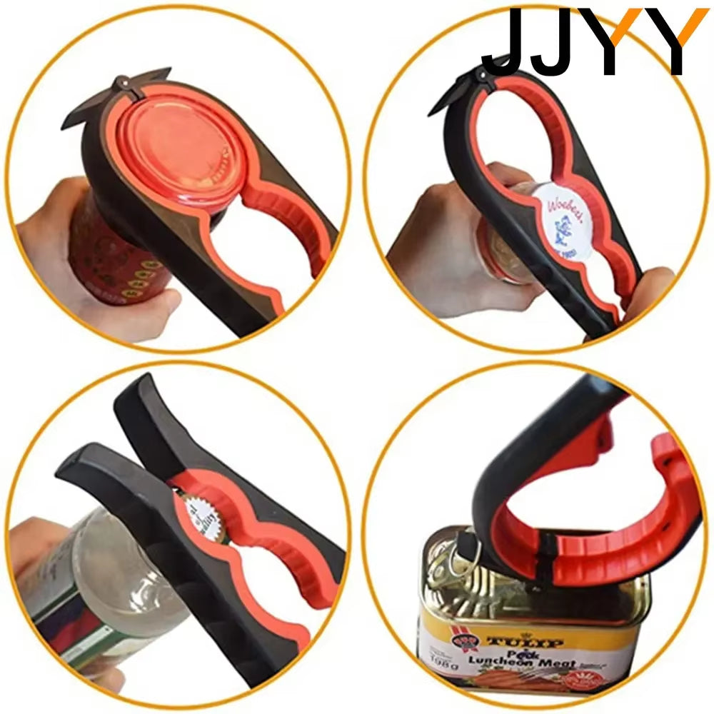 JJYY Can Opener Multifunctional Four in One Beverage Bottle Opener Cap Twister Four Position Can Opener anti Slip Cap Twister