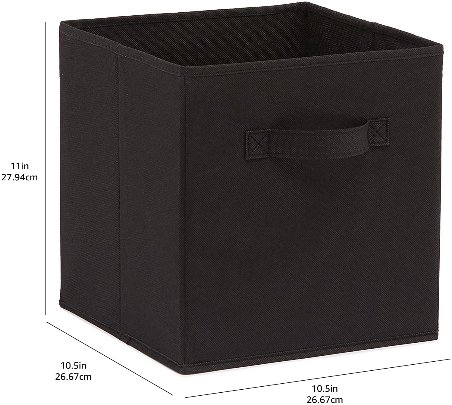 Collapsible Fabric Storage Cubes Organizer with Handles, 10.5"X10.5"X11", Black - Pack of 6