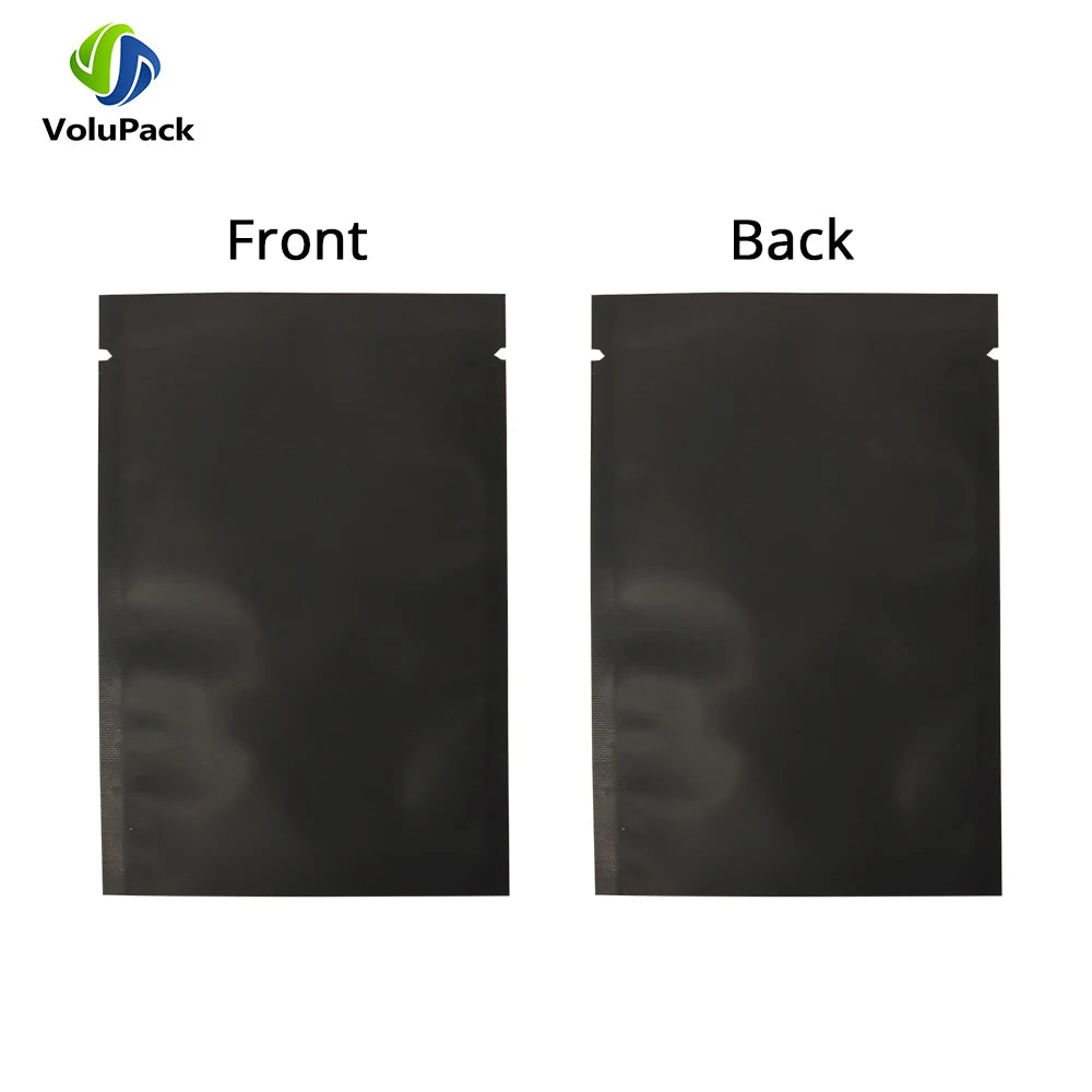 Sachets de rangement anti-odeurs multi-tailles, noir mat, à ouverture facile, scellables sous vide, en aluminium ou en mylar.