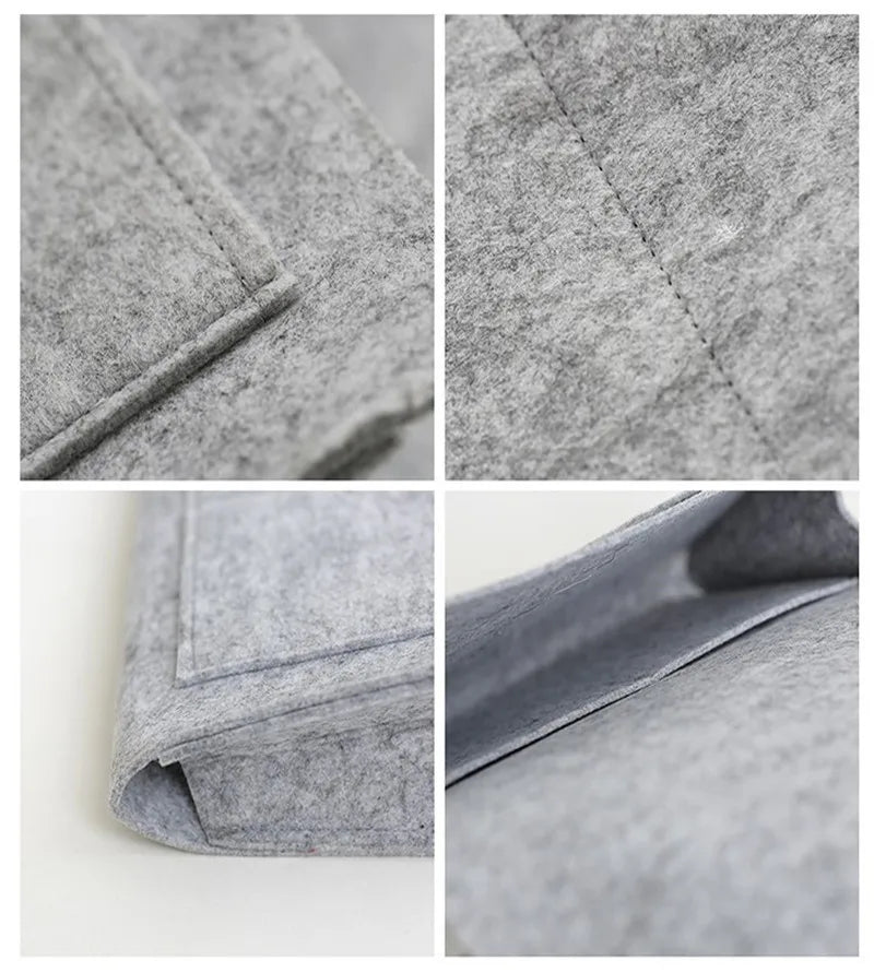 Sac de rangement suspendu en feutre pour lit, canapé, tapis de chambre, CD, magazines, bloc-notes, téléphone portable et autres petits objets.