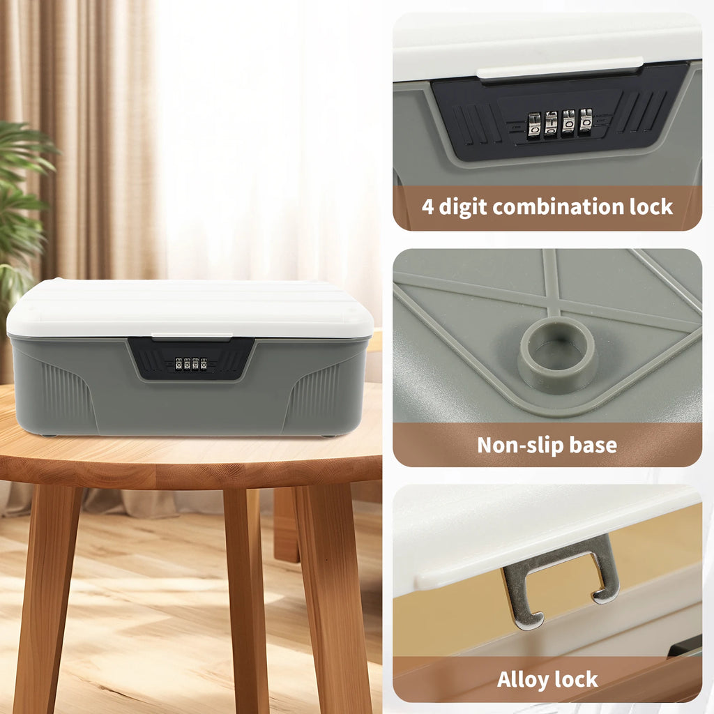 Coffre-fort à serrure numérique avec mot de passe - Boîte de rangement sécurisée et discrète pour argent, bijoux et autres objets de valeur - Bac de rangement portable en plastique verrouillable