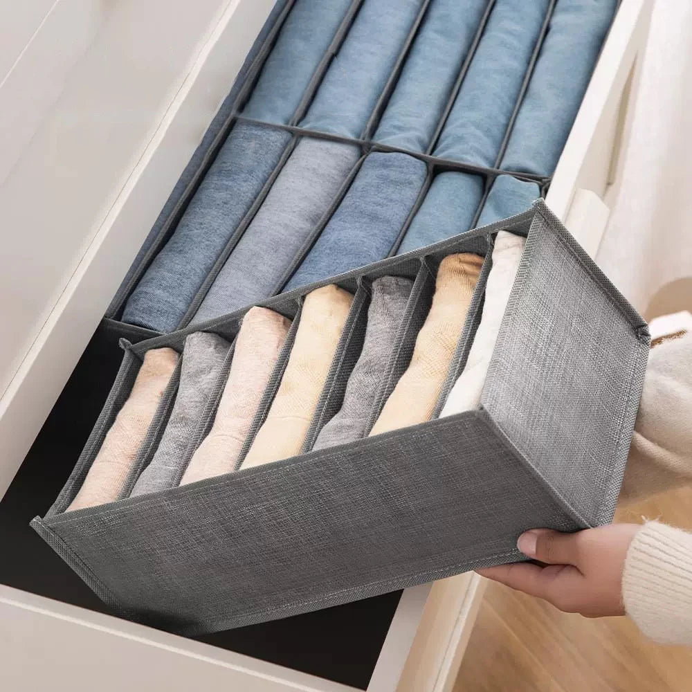 Organisateur de vêtements pliable pour placard, boîte de rangement pour jeans, organisateur de tiroir avec poignées, rangement de garde-robe
