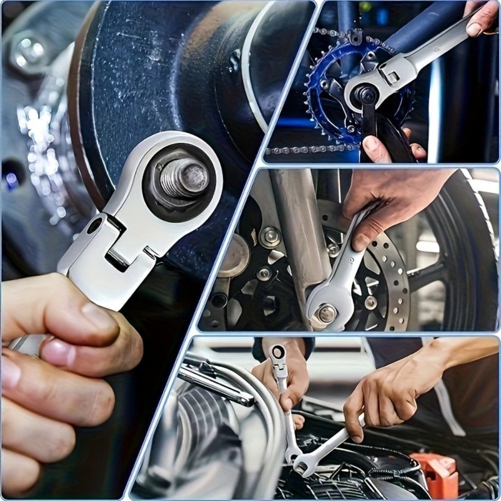 1Pc 72-Tooth Ratchet Wrench Set, Chrome Vanadium Steel, Adjustable Torque for Auto & Heavy-Duty Use