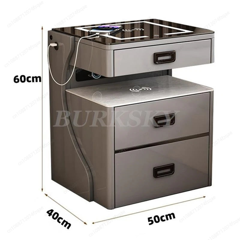 Table de chevet pour salon, meuble de rangement intelligent, mobilier moderne, coffre-fort de chevet pour chambre à coucher avec chargeur sans fil