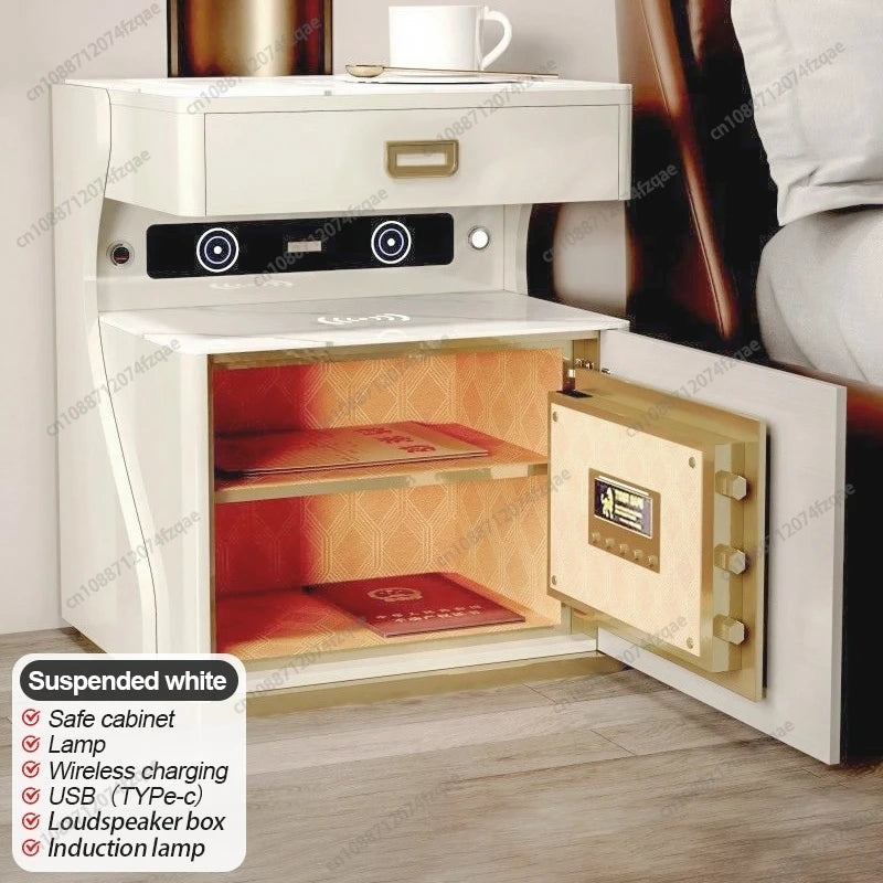Table de chevet pour salon, meuble de rangement intelligent, mobilier moderne, coffre-fort de chevet pour chambre à coucher avec chargeur sans fil