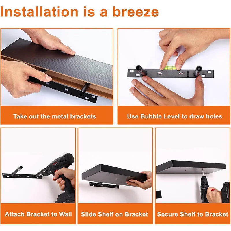 Étagères flottantes invisibles, étagères murales en bois, étagères pour salle de bain, chambre, salon, cuisine, étagère suspendue pour les enfants