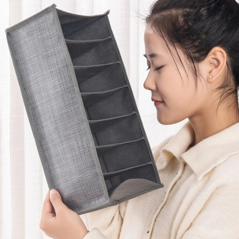 Organisateur de vêtements pliable pour placard, boîte de rangement pour jeans, organisateur de tiroir avec poignées, rangement de garde-robe