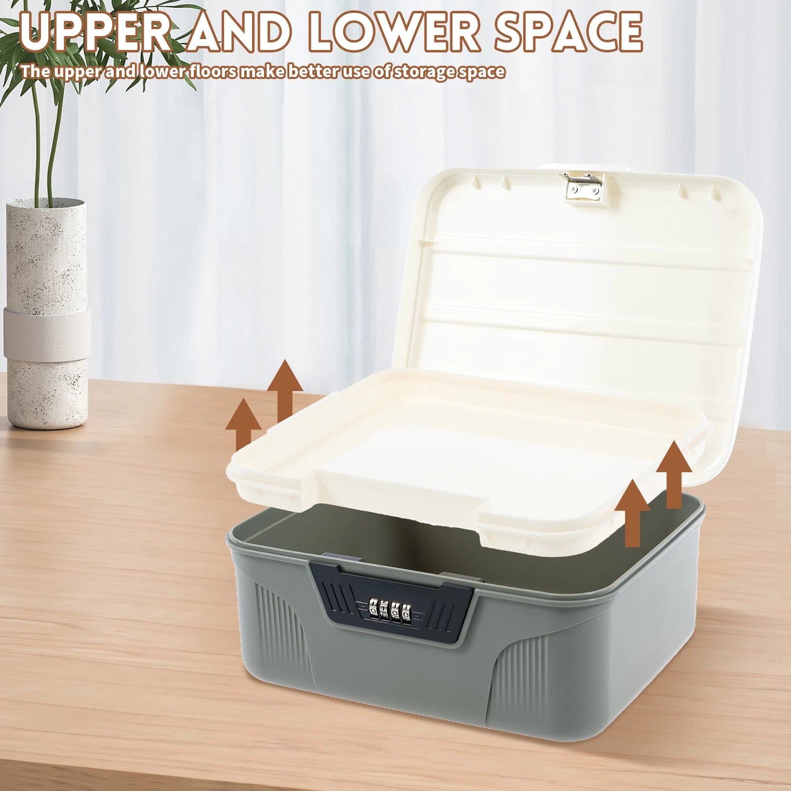 Coffre-fort à serrure numérique avec mot de passe - Boîte de rangement sécurisée et discrète pour argent, bijoux et autres objets de valeur - Bac de rangement portable en plastique verrouillable