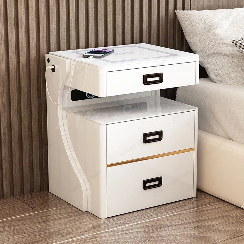 Table de chevet pour salon, meuble de rangement intelligent, mobilier moderne, coffre-fort de chevet pour chambre à coucher avec chargeur sans fil