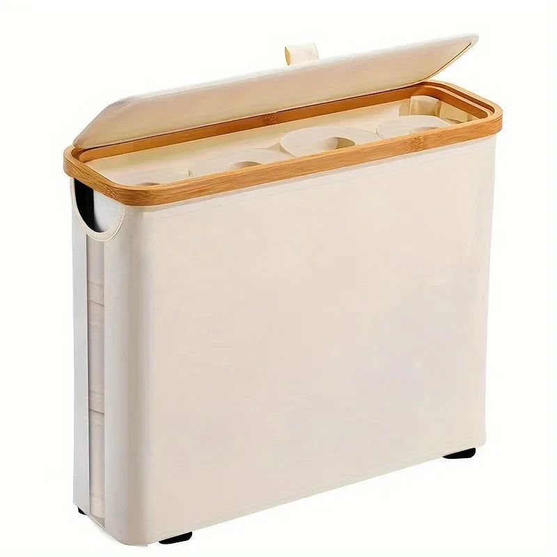 Panier de rangement pour papier toilette (1 pièce) - Organisateur de salle de bain en tissu Oxford pliable avec couvercle - Porte-papier toilette