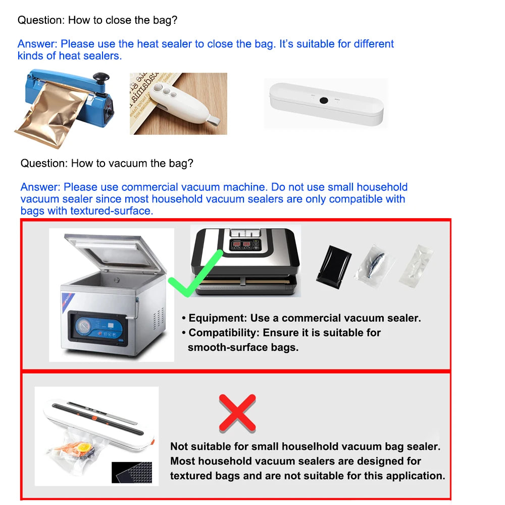 Sachets de rangement anti-odeurs multi-tailles, noir mat, à ouverture facile, scellables sous vide, en aluminium ou en mylar.