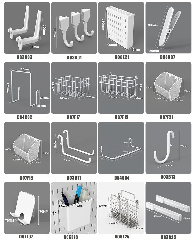 Étagère murale perforée - Rangement sans perçage pour salle de bain, entrée, cuisine