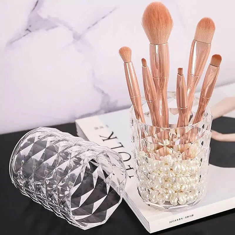 Seau de rangement anti-poussière pour pinceaux de maquillage, porte-pinceaux transparent, porte-stylos pour coiffeuse