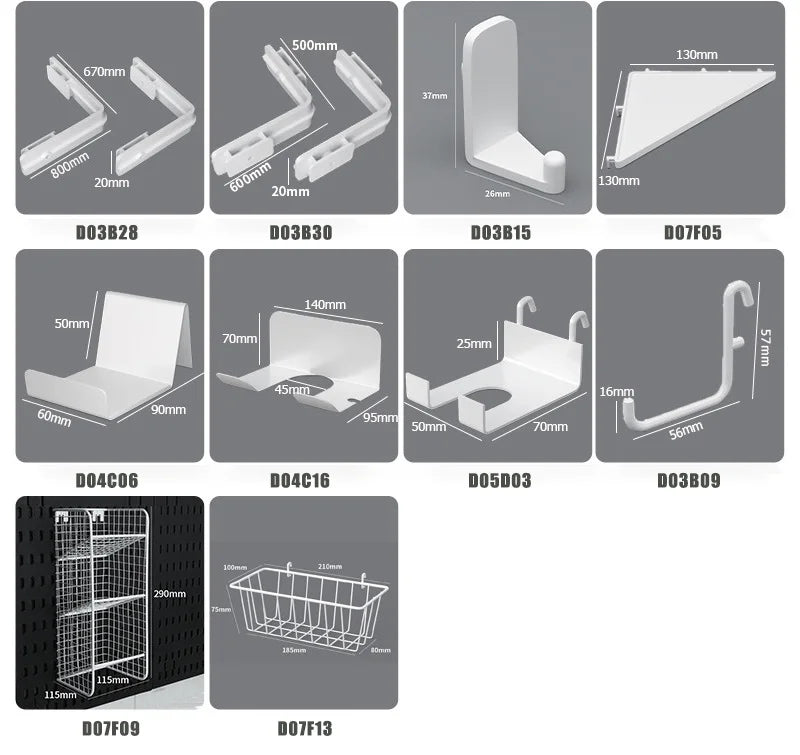Étagère murale perforée - Rangement sans perçage pour salle de bain, entrée, cuisine