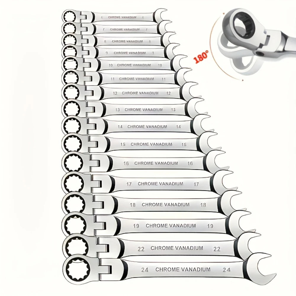 1Pc 72-Tooth Ratchet Wrench Set, Chrome Vanadium Steel, Adjustable Torque for Auto & Heavy-Duty Use