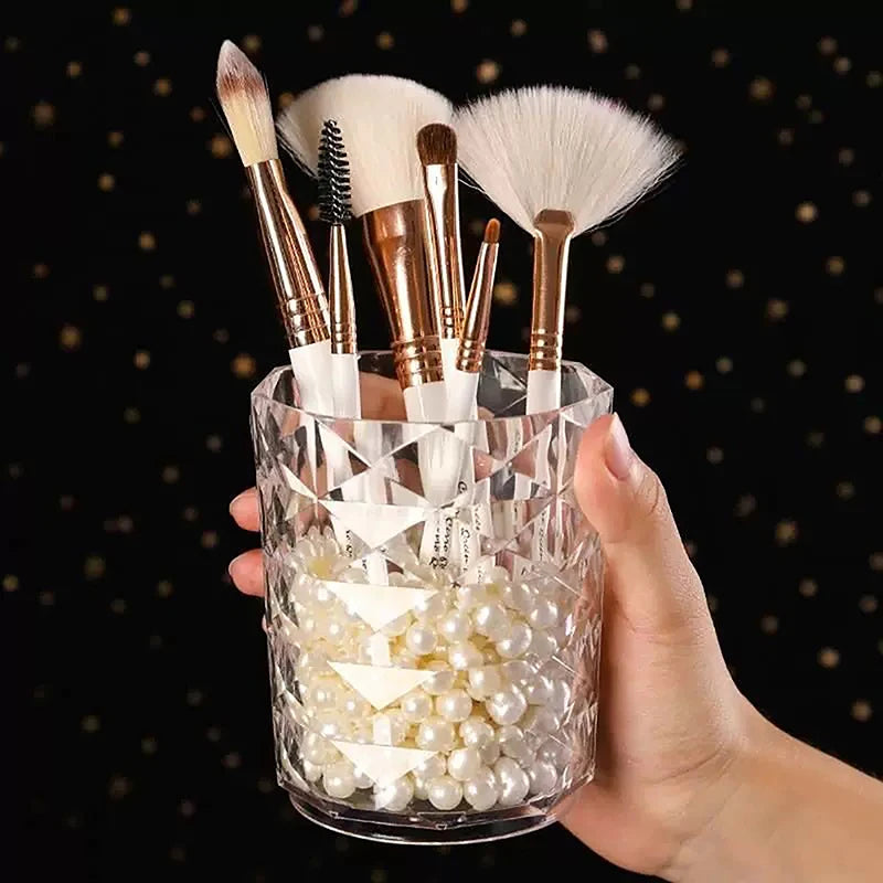 Seau de rangement anti-poussière pour pinceaux de maquillage, porte-pinceaux transparent, porte-stylos pour coiffeuse