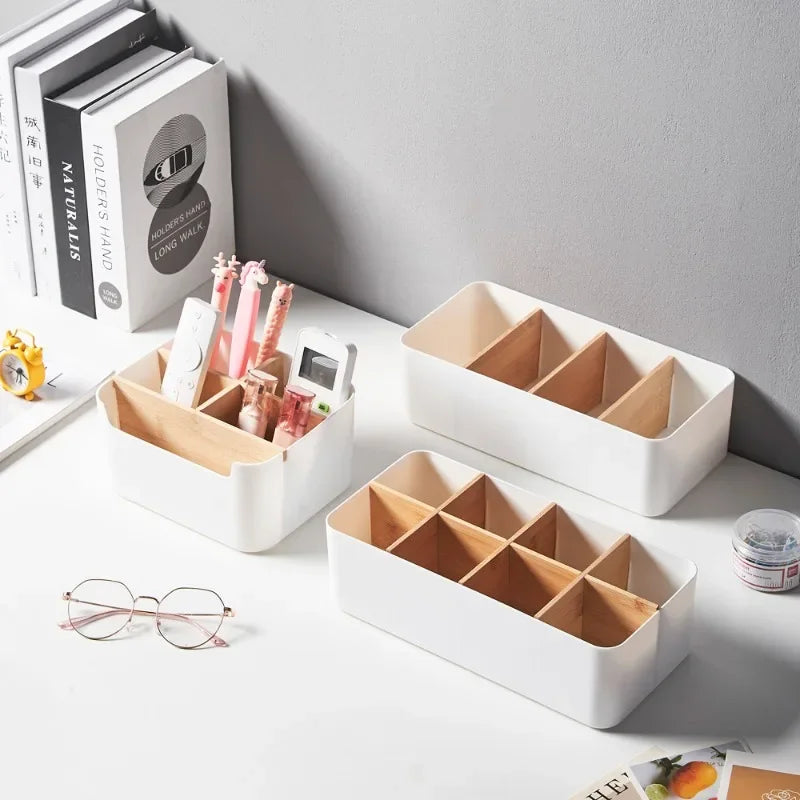 Boîte de rangement écologique en bambou et bois - Panier de rangement amovible et multifonctionnel pour la maison, la cuisine et la salle de bain - Grande capacité de rangement