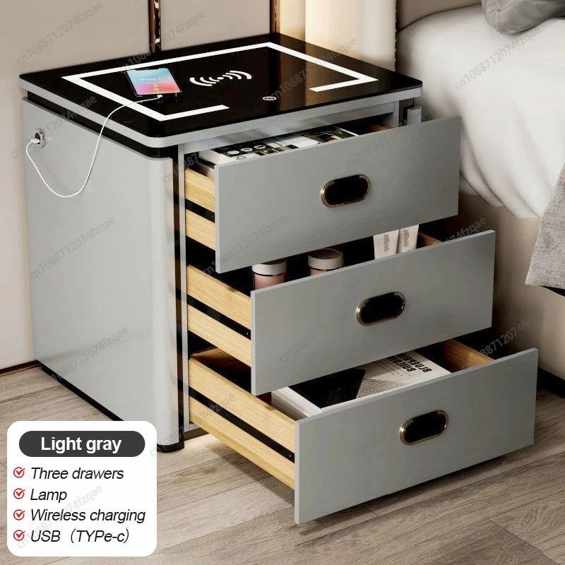 Table de chevet pour salon, meuble de rangement intelligent, mobilier moderne, coffre-fort de chevet pour chambre à coucher avec chargeur sans fil