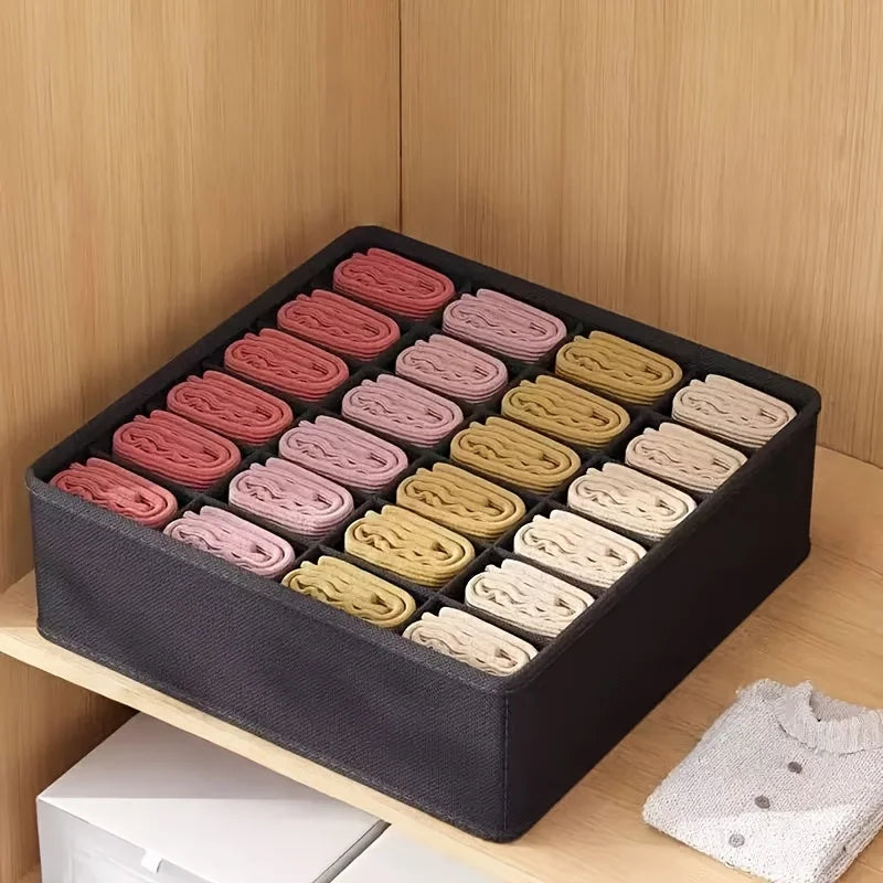 Organisateur de tiroir en tissu à 24 compartiments pour sous-vêtements, chaussettes et cravates - Boîte de rangement pliable pour placard avec fixation par tension