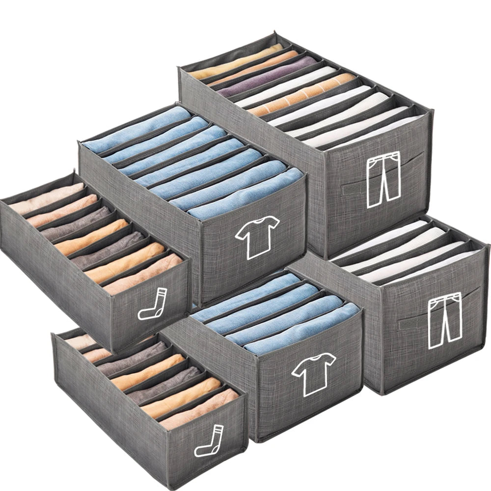Organisateur de vêtements pliable pour placard, boîte de rangement pour jeans, organisateur de tiroir avec poignées, rangement de garde-robe