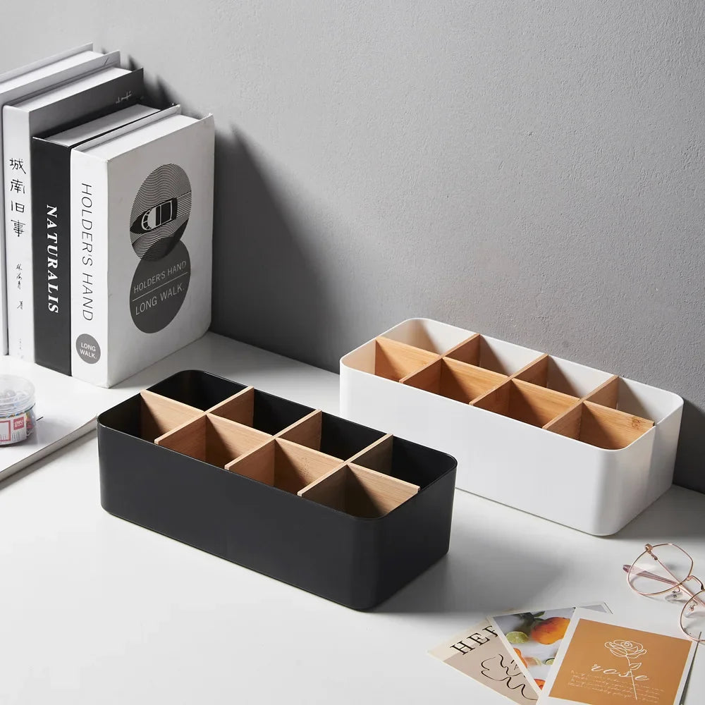 Boîte de rangement écologique en bambou et bois - Panier de rangement amovible et multifonctionnel pour la maison, la cuisine et la salle de bain - Grande capacité de rangement