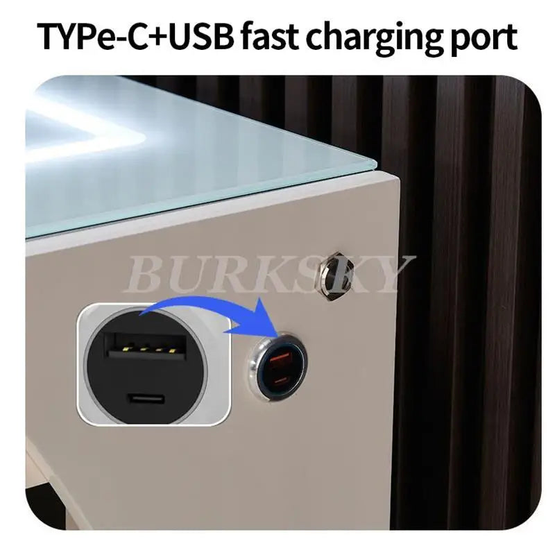 Table de chevet pour salon, meuble de rangement intelligent, mobilier moderne, coffre-fort de chevet pour chambre à coucher avec chargeur sans fil