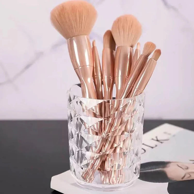 Seau de rangement anti-poussière pour pinceaux de maquillage, porte-pinceaux transparent, porte-stylos pour coiffeuse