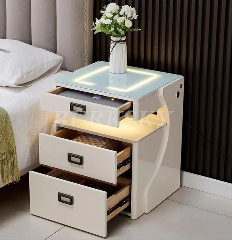 Table de chevet pour salon, meuble de rangement intelligent, mobilier moderne, coffre-fort de chevet pour chambre à coucher avec chargeur sans fil