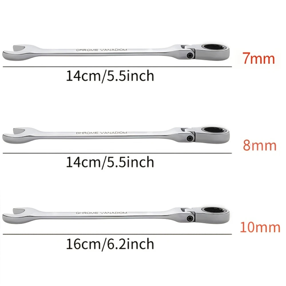 1Pc 72-Tooth Ratchet Wrench Set, Chrome Vanadium Steel, Adjustable Torque for Auto & Heavy-Duty Use