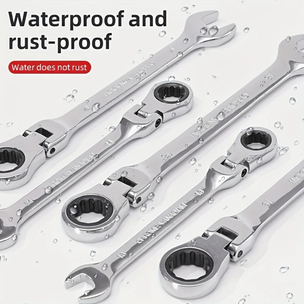 1Pc 72-Tooth Ratchet Wrench Set, Chrome Vanadium Steel, Adjustable Torque for Auto & Heavy-Duty Use