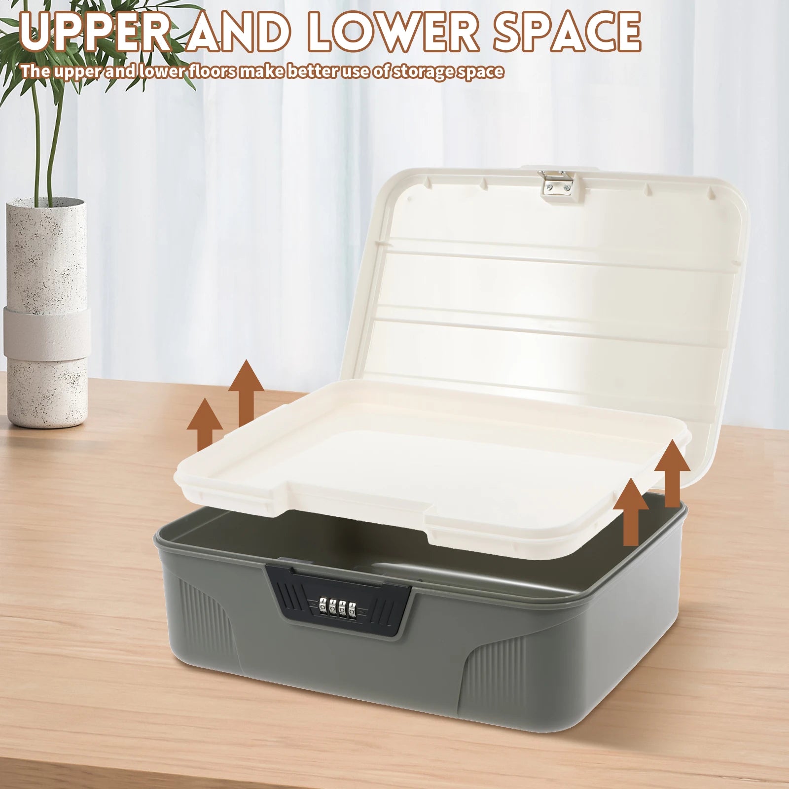 Coffre-fort à serrure numérique avec mot de passe - Boîte de rangement sécurisée et discrète pour argent, bijoux et autres objets de valeur - Bac de rangement portable en plastique verrouillable