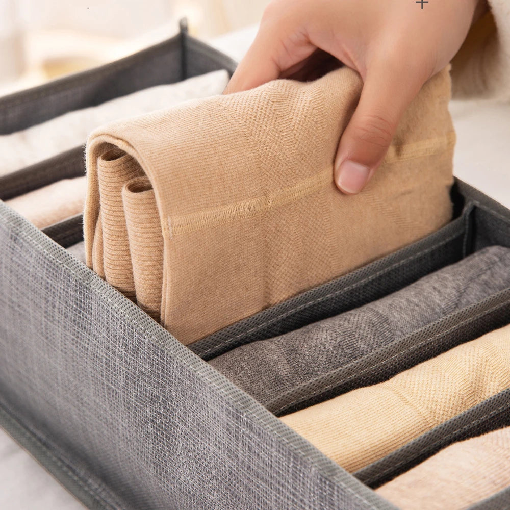 Organisateur de vêtements pliable pour placard, boîte de rangement pour jeans, organisateur de tiroir avec poignées, rangement de garde-robe