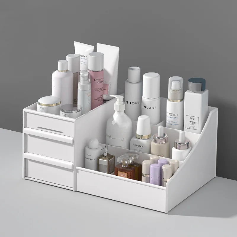 Boîte de rangement pour cosmétiques à tiroir, gain de place, pour produits de soin de la peau, bureau, coiffeuse, étagère pour masque facial et rouge à lèvres