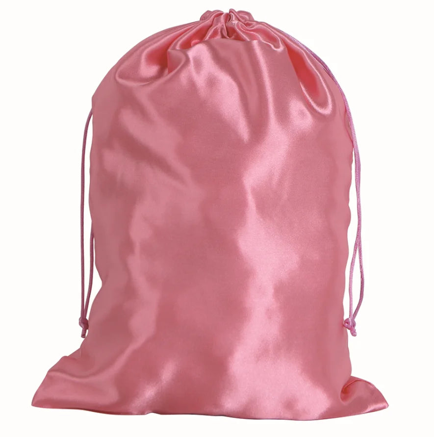 Pochette de rangement en satin 25x35cm, disponible en 20 couleurs, pour perruques ou extensions ; sac à cordon pour accessoires de voyage.