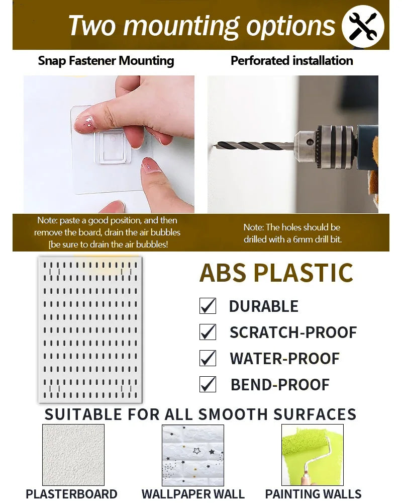 Étagère murale perforée - Rangement sans perçage pour salle de bain, entrée, cuisine