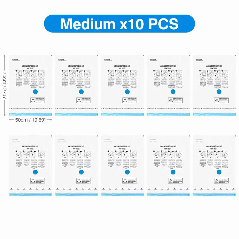 Sacs de rangement sous vide pour voyage avec pompe électrique sans fil, lot de 8 à 18 sacs gain de place pour vêtements, couettes et couvertures. Organisateur compressé.