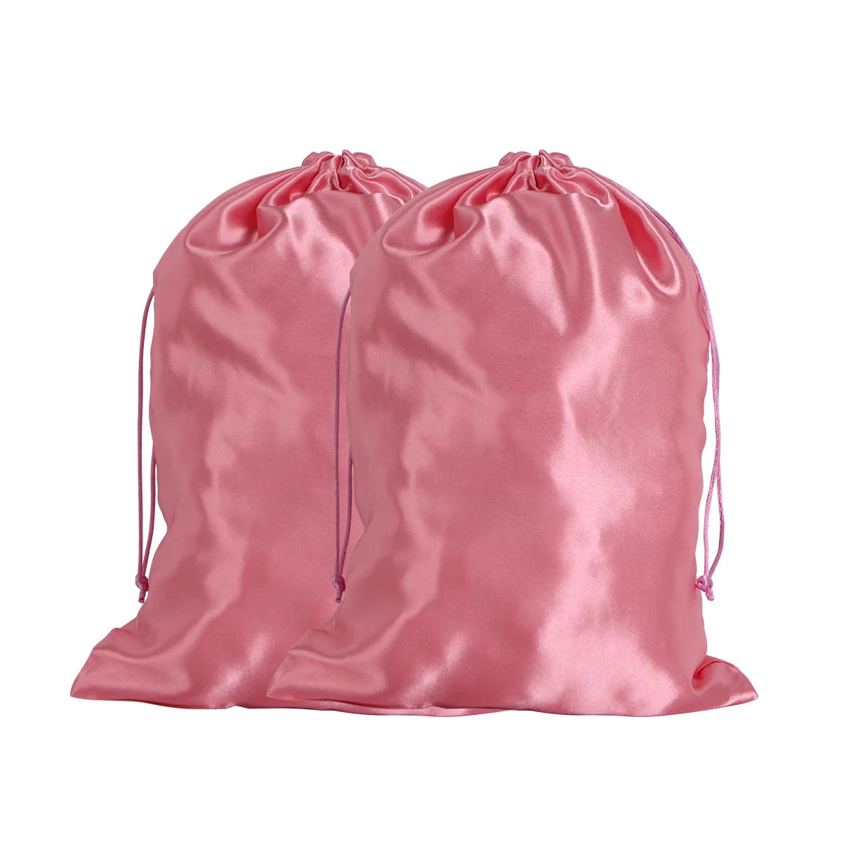 Pochette de rangement en satin 25x35cm, disponible en 20 couleurs, pour perruques ou extensions ; sac à cordon pour accessoires de voyage.