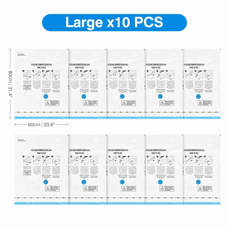 Sacs de rangement sous vide pour voyage avec pompe électrique sans fil, lot de 8 à 18 sacs gain de place pour vêtements, couettes et couvertures. Organisateur compressé.
