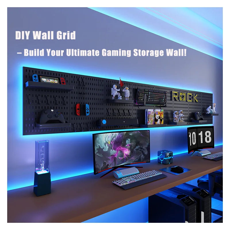 Étagère murale perforée - Rangement sans perçage pour salle de bain, entrée, cuisine