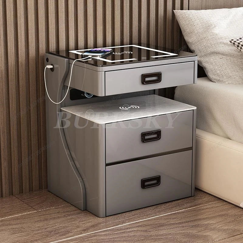 Table de chevet pour salon, meuble de rangement intelligent, mobilier moderne, coffre-fort de chevet pour chambre à coucher avec chargeur sans fil