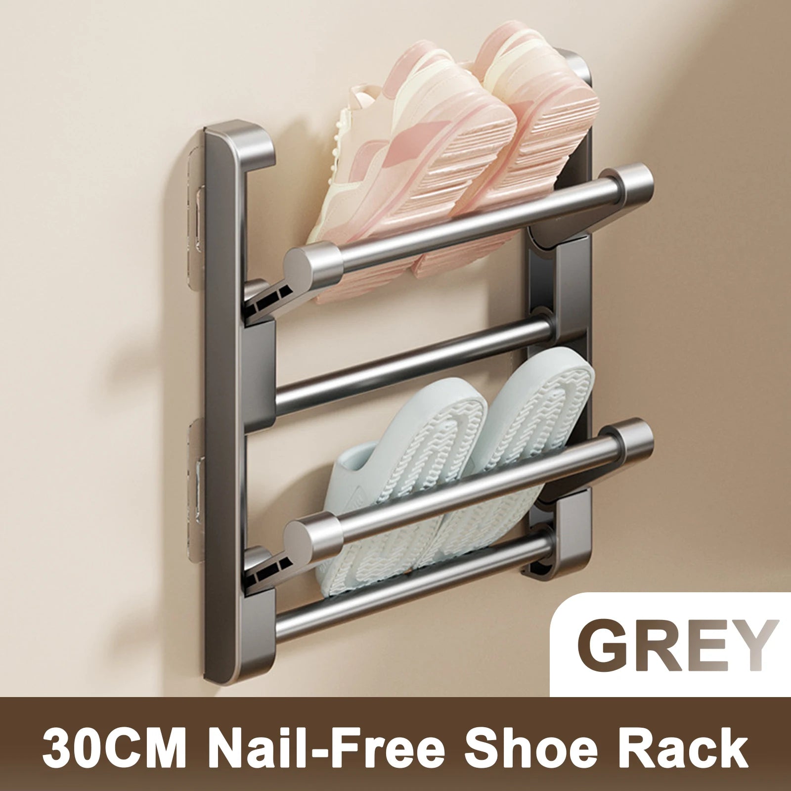 Étagère à chaussures murale simple pour salle de bain, crochet pour chaussons, égouttoir, rangement et rangement pour chaussons. Organisateur de chaussures.