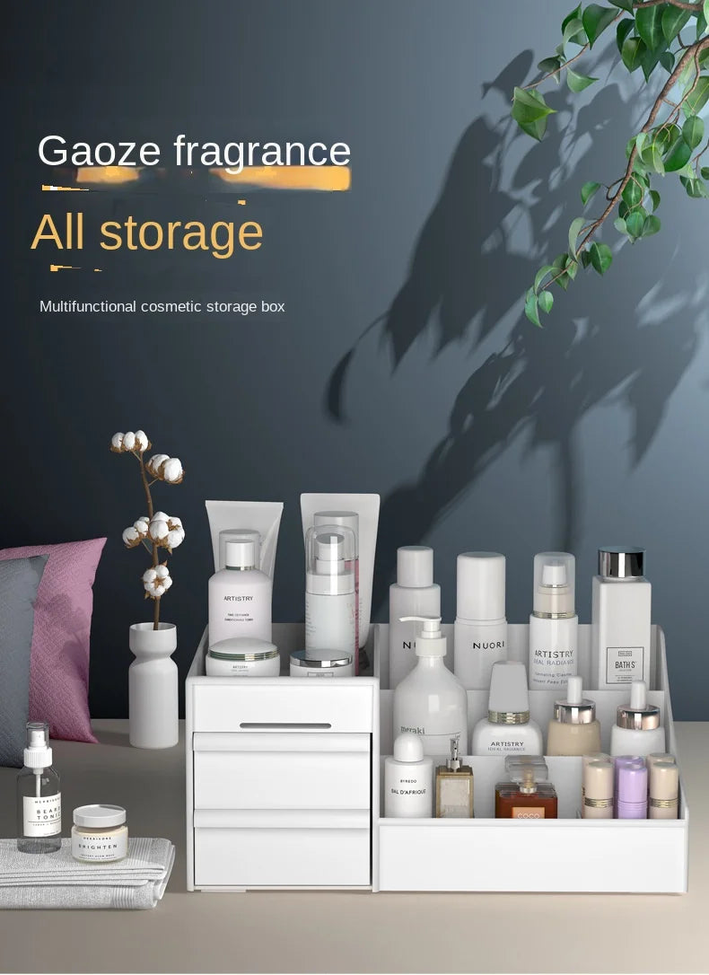 Boîte de rangement pour cosmétiques à tiroir, gain de place, pour produits de soin de la peau, bureau, coiffeuse, étagère pour masque facial et rouge à lèvres