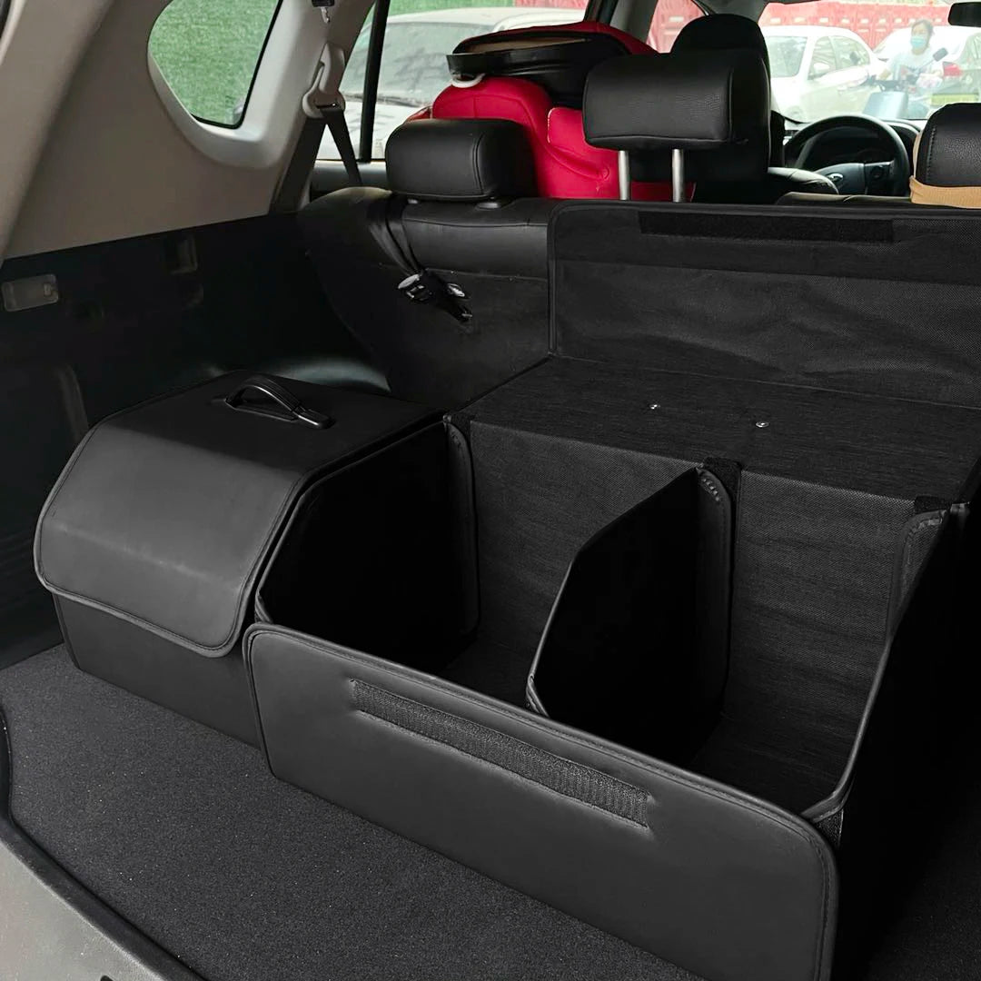 Boîte de rangement en cuir PU, pliable et multifonctionnelle, pour coffre de voiture, accessoires auto