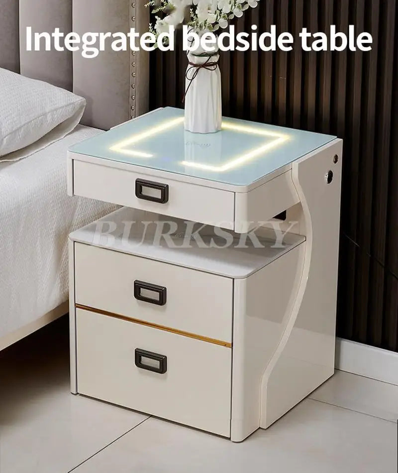 Table de chevet pour salon, meuble de rangement intelligent, mobilier moderne, coffre-fort de chevet pour chambre à coucher avec chargeur sans fil