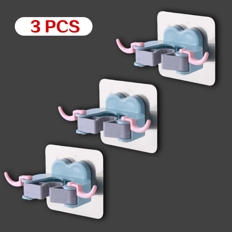 Crochets adhésifs multi-usages pour suspendre balai et serpillière au mur, accessoires de rangement pour la cuisine et la salle de bain